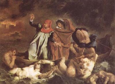 Eugene Delacroix The Bark of Dante (Dante and Virgil in Hell) (mk09) France oil painting art